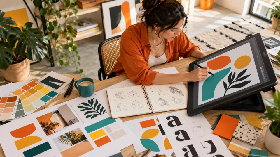 Graphic designer creating a visual identity